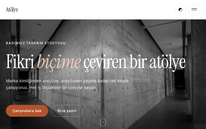 Atölye temasının masaüstü görünümü