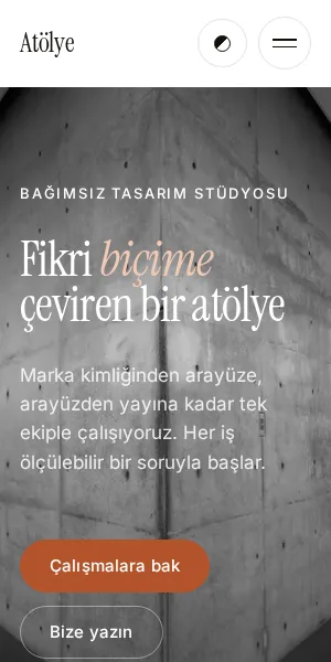 Atölye temasının mobil görünümü