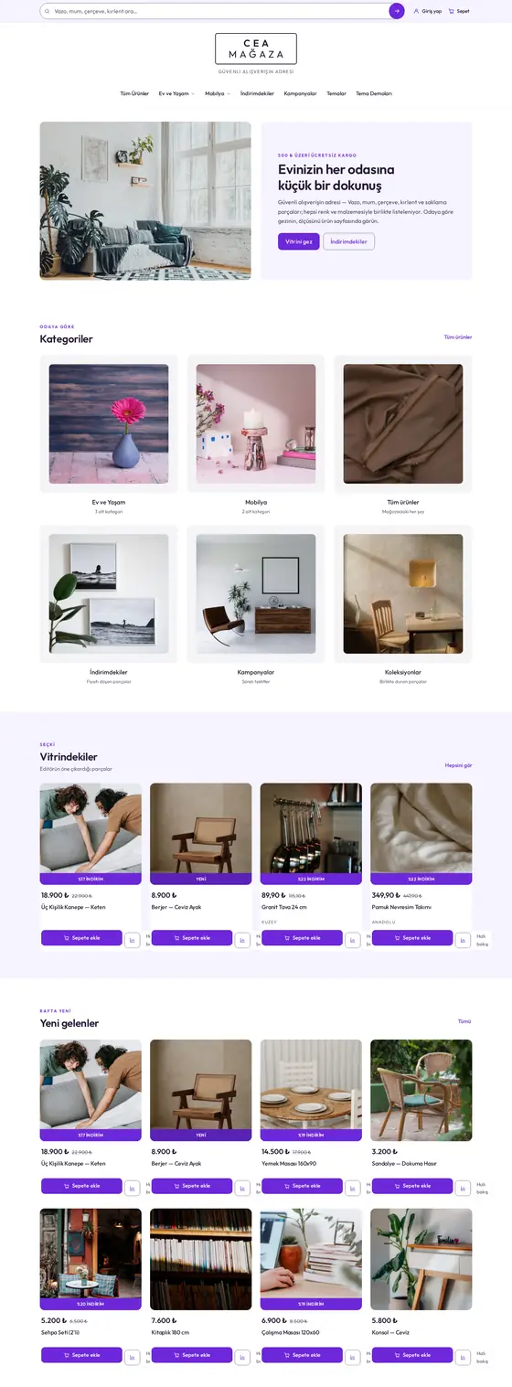 Decorico — Ev Dekorasyon temasının vitrin ana sayfası