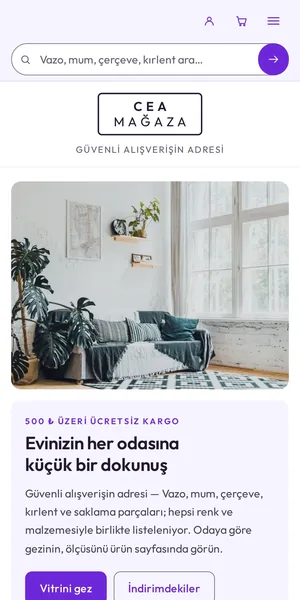 Decorico — Ev Dekorasyon temasının mobil görünümü