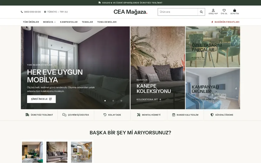 Eclectik — Mobilya Bento temasının masaüstü görünümü