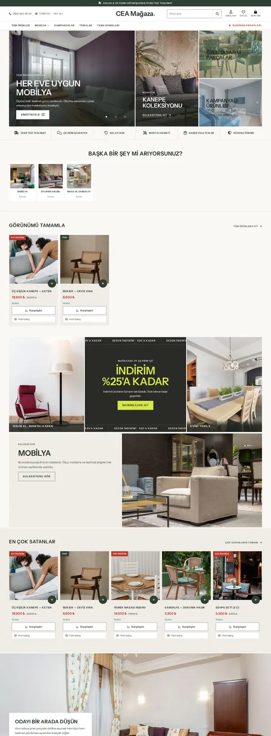 Eclectik — Mobilya Bento temasının vitrin ana sayfası