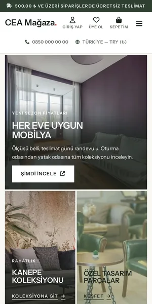Eclectik — Mobilya Bento temasının mobil görünümü