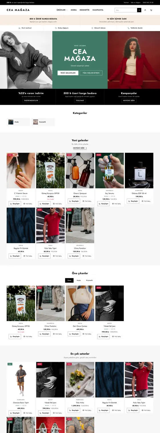İpek — Butik Moda temasının vitrin ana sayfası