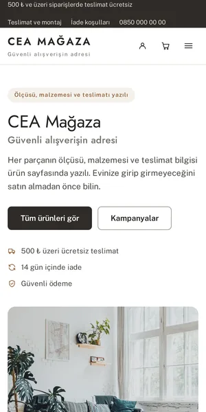 Nordika — Mobilya temasının mobil görünümü