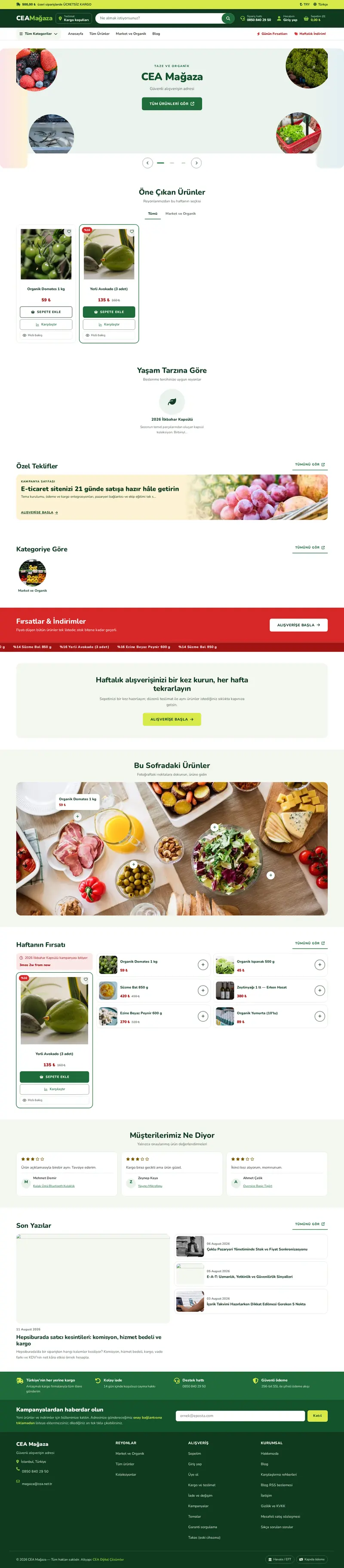 OrganiFresh — Market ve Organik Gıda temasının ana sayfası