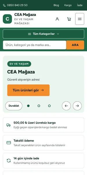 Orion — Ev ve Yaşam temasının mobil görünümü