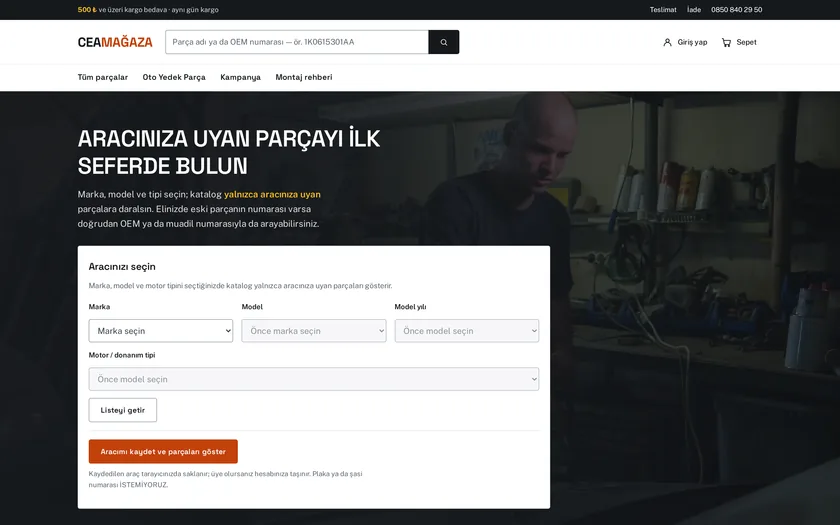 Rotor — Oto Yedek Parça temasının masaüstü görünümü