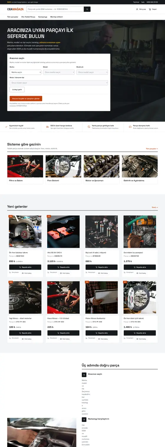 Rotor — Oto Yedek Parça temasının vitrin ana sayfası