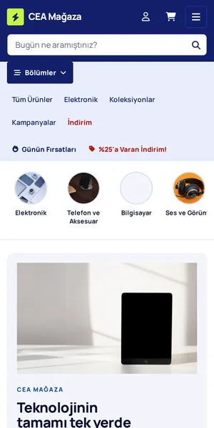 TeknoMart — Elektronik Pazaryeri temasının mobil görünümü