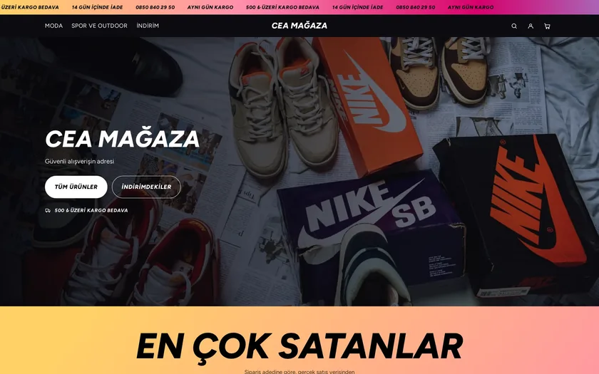 Tempo — Sneaker ve Streetwear temasının masaüstü görünümü