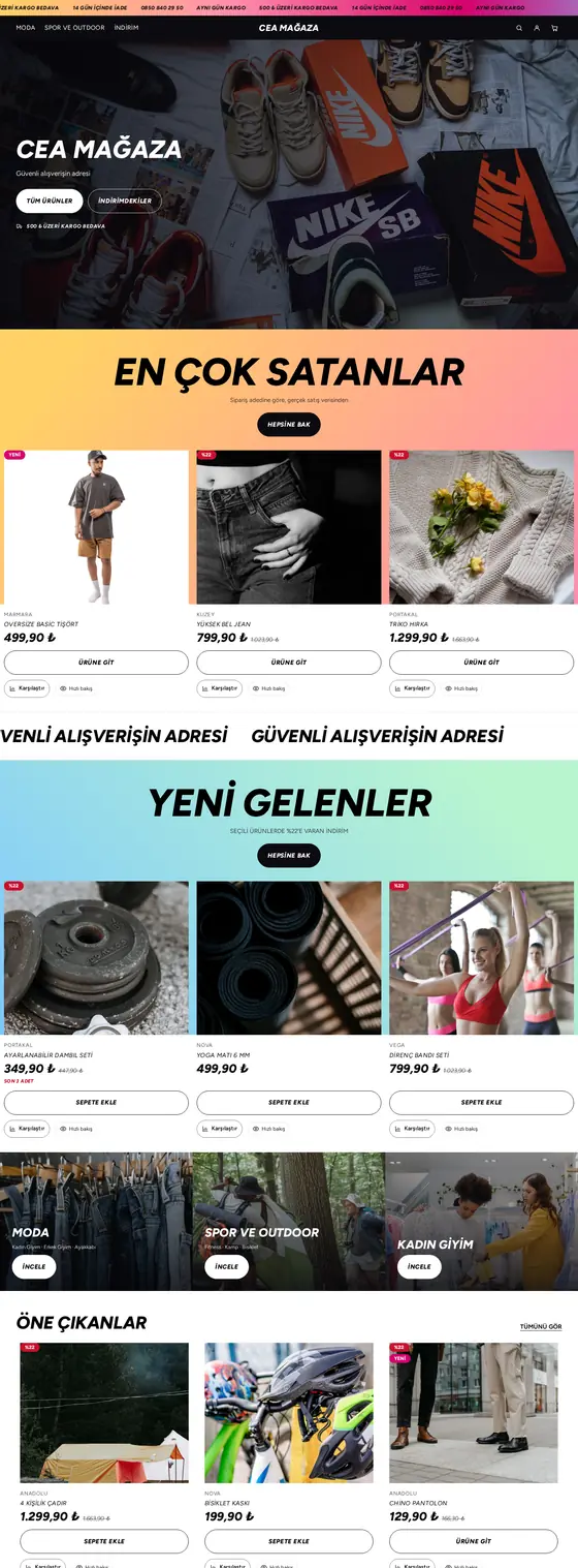 Tempo — Sneaker ve Streetwear temasının vitrin ana sayfası